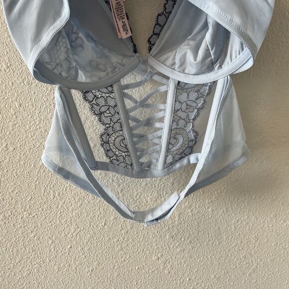 NWOT Victoria's Secret Dream Angels Bra Top S-DD Blue Lacey Boho Coquette - Picture 9 of 13